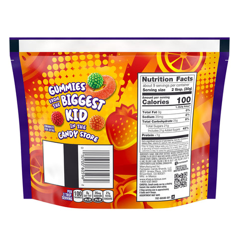SHAQ-A-LICIOUS SLAMS Assorted Fruit Flavored Crunchy & Chewy Candy Bag, 9.8 oz