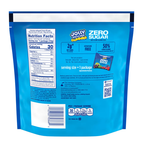 JOLLY RANCHER Gummies Zero Sugar Assorted Fruit Flavored Candy Bag, 4.9 oz