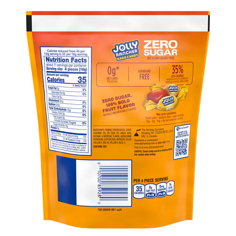 JOLLY RANCHER Zero Sugar Tropical Fruit Flavored Hard Candy Bag, 6.1 oz