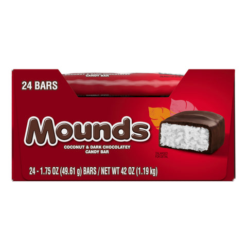 MOUNDS Dark Chocolate and Coconut Candy Bars, 1.75 oz (24 Count)