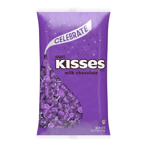 HERSHEY'S KISSES Purple Foils Milk Chocolate Candy Bulk Bag, 60 oz