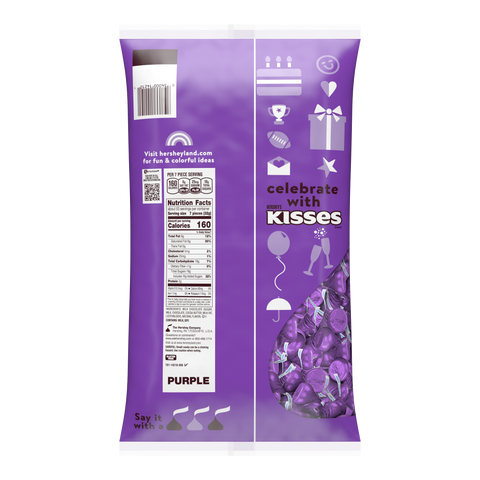 HERSHEY'S KISSES Purple Foils Milk Chocolate Candy Bulk Bag, 60 oz