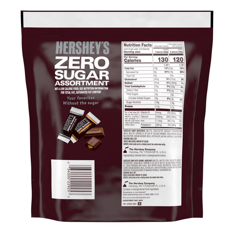 HERSHEY'S Zero Sugar Assorted Chocolate Candy Bag, 15.5 oz