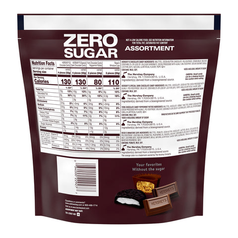 HERSHEY'S, REESE'S and YORK Zero Sugar Assorted Flavored Candy Variety Bag, 15.5 oz