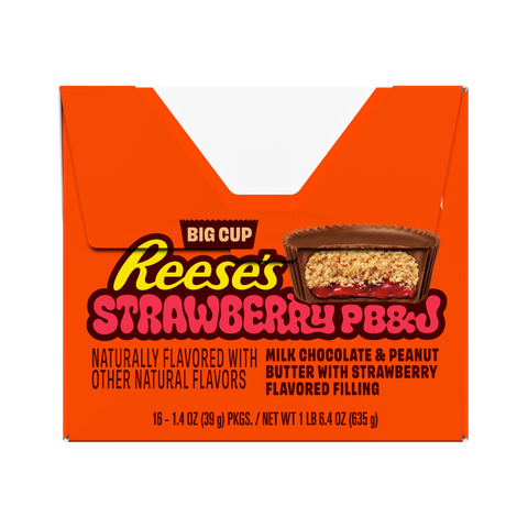 REESE'S Big Cup PB&J Strawberry Milk Chocolate Peanut Butter Cups Candy Packs, 1.4 oz (16 Count)