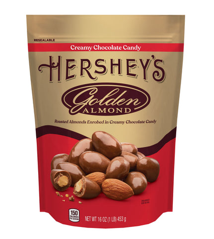 GOLDEN ALMOND Milk Chocolate Covered Almonds 16oz Pouch