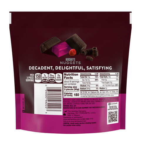 HERSHEY'S NUGGETS Dark Chocolate Raspberry Flavored Candy Share Pack, 8.1 oz