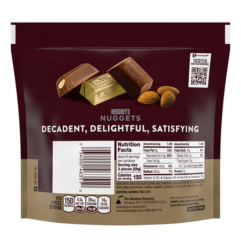 HERSHEY'S NUGGETS Milk Chocolate with Almonds Candy Share Pack, 8.8 oz