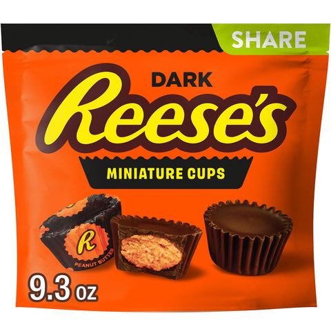REESE'S Miniatures Dark Chocolate Peanut Butter Cups Candy Share Pack, 9.3 oz