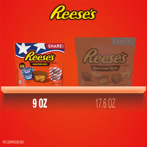 REESE'S Miniatures Red White and Blue Foils, Milk Chocolate Peanut Butter Cups Candy Share Pack, 9 oz