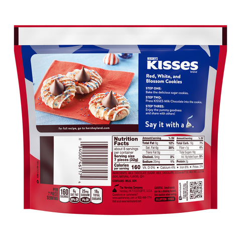 HERSHEY'S KISSES Red White and Blue Foils, Milk Chocolate Candy Share Pack, 9 oz