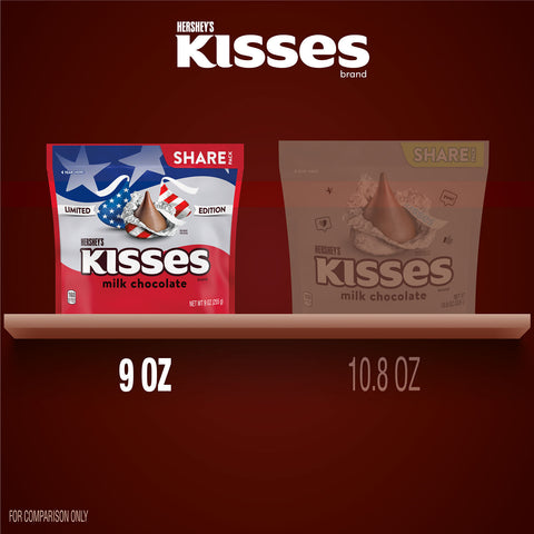 HERSHEY'S KISSES Red White and Blue Foils, Milk Chocolate Candy Share Pack, 9 oz