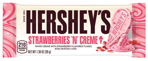 HERSHEY'S Strawberries 'N' Creme Ice Cream Flavored Standard Size Candy Bar, 1.38oz (24 Count)