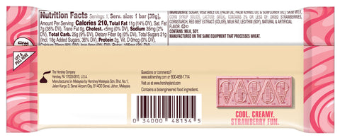 HERSHEY'S Strawberries 'N' Creme Ice Cream Flavored Standard Size Candy Bar, 1.38oz (24 Count)