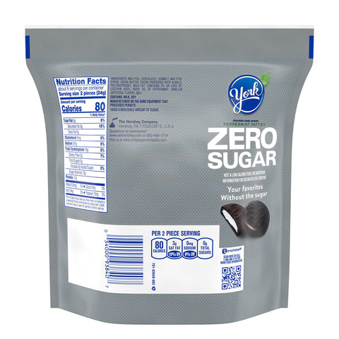 YORK Zero Sugar Dark Chocolate Candy Peppermint Patties Miniatures 5.1oz Candy Bag