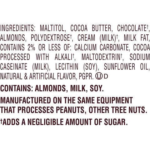 HERSHEY'S ZERO SUGAR Milk Chocolate With Almonds Miniatures 5.1oz Candy Bag