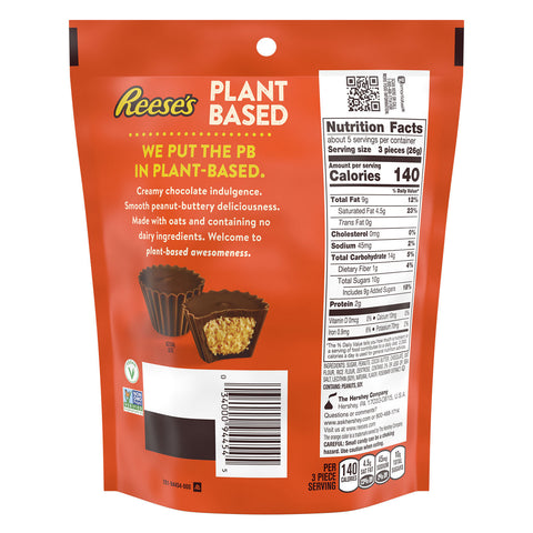 REESE'S Miniatures Plant Based Oat Chocolate Confection Peanut Butter Cups Candy  Bag, 4.5 oz