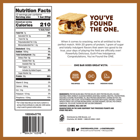 ONE S'mores Flavored Protein Bars, 2.12 oz (12 Count)