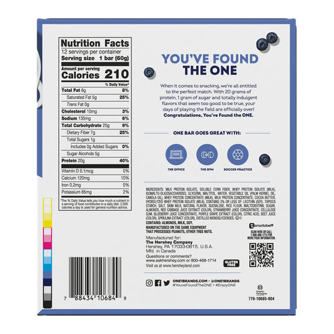 ONE Blueberry Cobbler Flavored Protein Bars, 2.12 oz (12 Count)