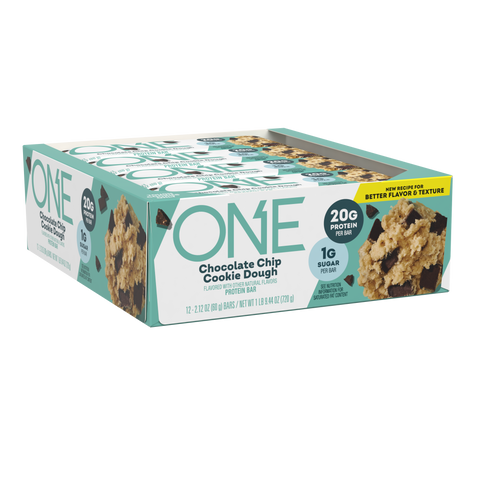 ONE Chocolate Chip Cookie Dough Flavored Protein Bars, 2.12 oz (12 Count)