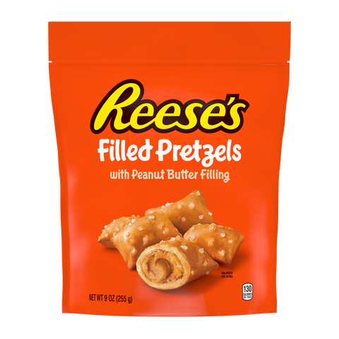 REESE’S Peanut Butter Filled Pretzels, 9 oz Bag