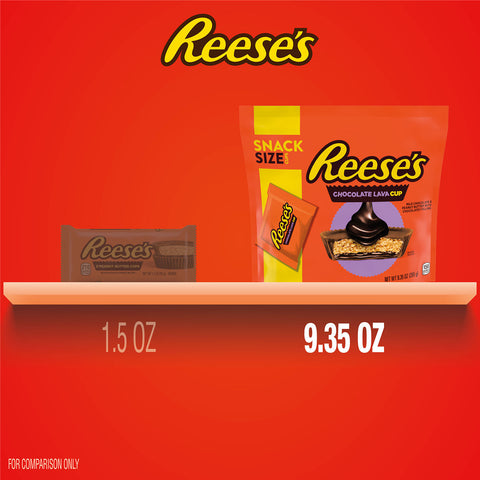 REESE'S Chocolate Lava Milk Chocolate Snack Size Peanut Butter Cups Candy Bag, 9.35 oz