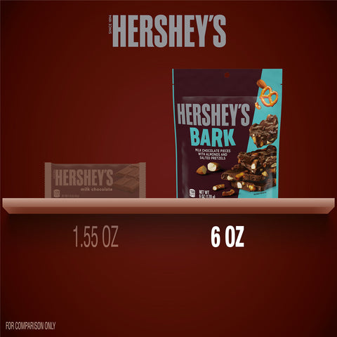 HERSHEY'S Milk Chocolate Candy Bark with Almonds and Salted Pretzels Bag, 6 oz